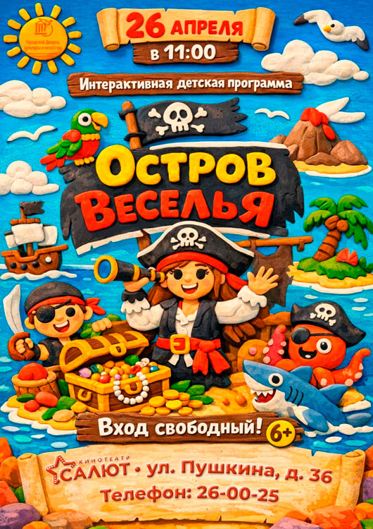 Афиша к событию Интерактивная программа «Остров веселья»